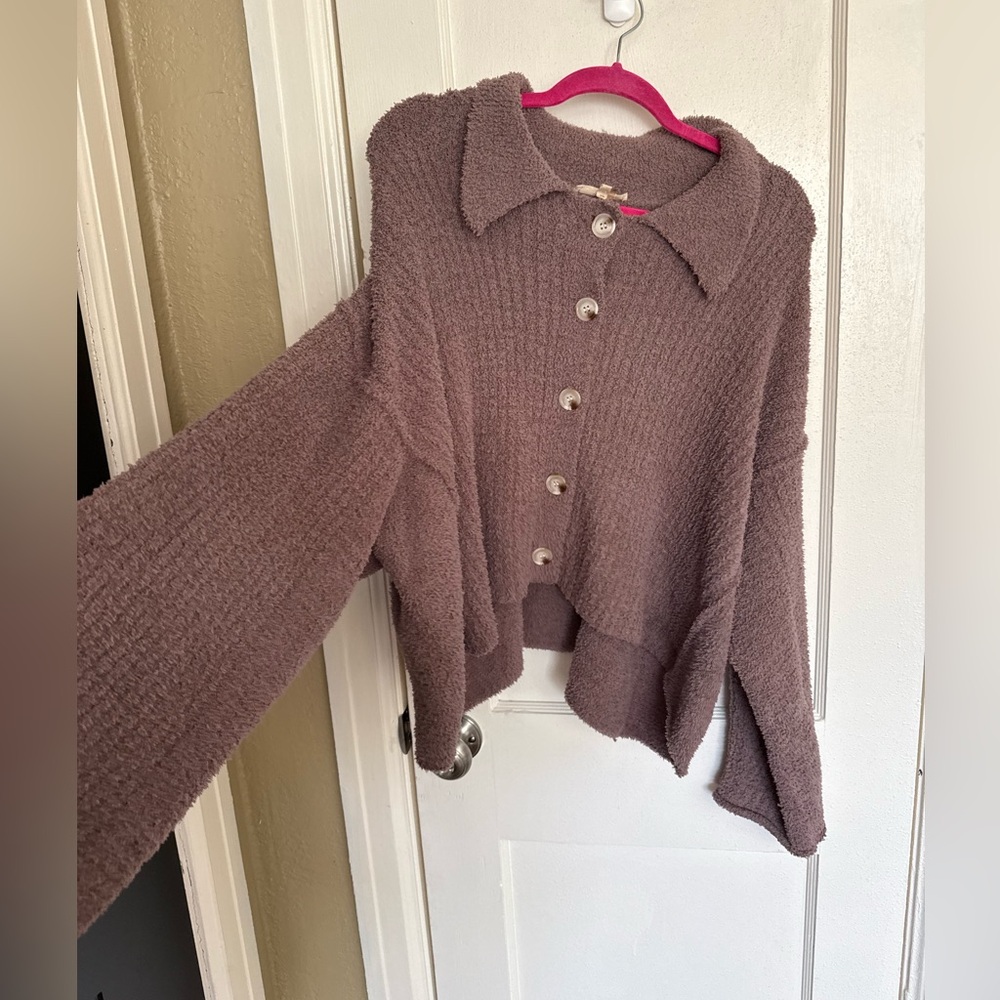 entro Mauve Textured ButtonUp Collared Oversized Sweater. Size M. Good condition - Picture 2 of 4